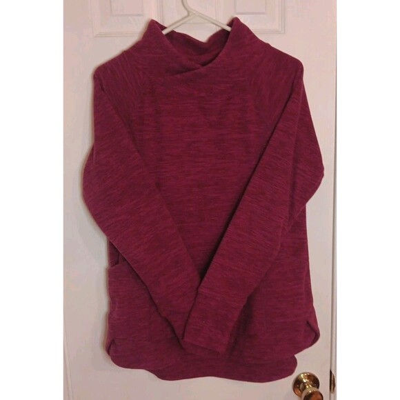 St John's Bay Women’s Pull Over Mock Neck Sweat Shirt Fuchsia M - Picture 3 of 6